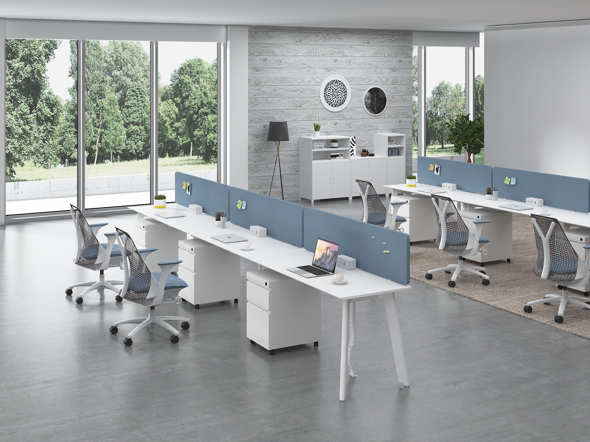 Modern European Style Multi Use Furniture Office Desk Three Person-TBS-3P-6030.XX